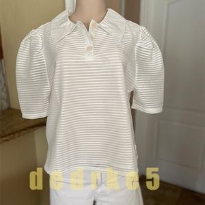 NEW UNEXPECTED Puff Sleeve WHITE TOP Size L LINED